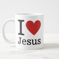 Ich ❤️ Liebe Jesus ZUNEHMENDE Jumbo-Tasse