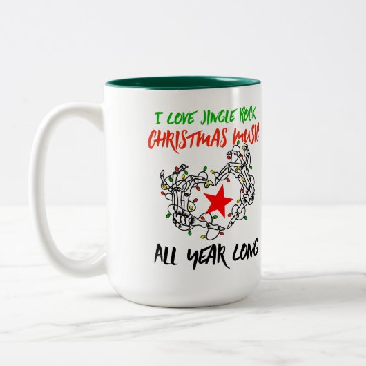Ich Liebe Jingle Rock Weihnachtsmusik das ganze Ja Zweifarbige Tasse (Links)