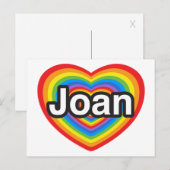 Ich Liebe Joan. Ich Liebe, du gehst. Herz Postkarte (Vorne/Hinten)