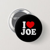 Ich liebe Joe, ich liebe Joe Name, rotes Herz Vale Button (Vorne & Hinten)