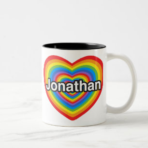 Ich liebe Jonathan. Ich liebe dich Jonathan. Herz Zweifarbige Tasse