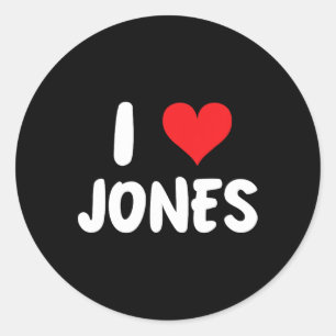 Ich liebe Jones - Herz - Name  Runder Aufkleber