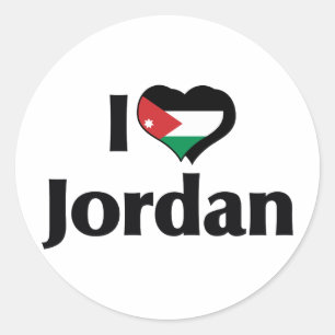 Ich liebe Jordanien-Flagge Runder Aufkleber