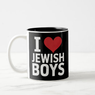 Ich liebe jüdische Jungen Ich Herz jüdische Jungen Zweifarbige Tasse