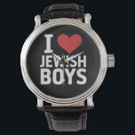Ich Liebe jüdische Jungs Ich höre jüdische Jungs H Armbanduhr<br><div class="desc">Ich Liebe jüdische Jungs Ich höre jüdische Jungs Hanukkah</div>