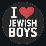 Ich Liebe jüdische Jungs Ich höre jüdische Jungs H Runder Aufkleber<br><div class="desc">Ich Liebe jüdische Jungs Ich höre jüdische Jungs Hanukkah</div>