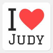 Ich Liebe judy Quadratischer Aufkleber (Vorderseite)