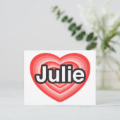 Ich Liebe Julie. Ich Liebe dir Julie. Herz Postkarte (Stehend Vorderseite)