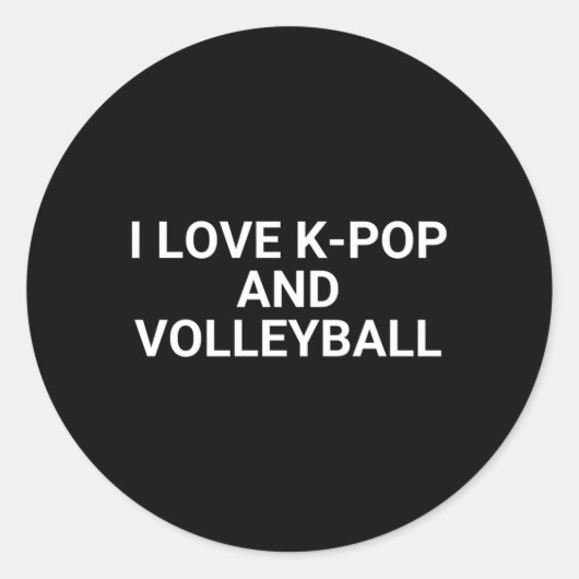 Ich Liebe K-Pop und Volleyball Runder Aufkleber (Vorderseite)