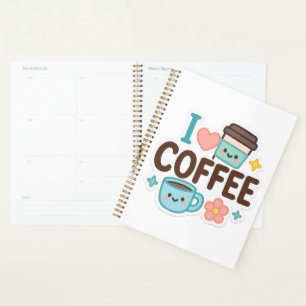 Ich liebe Kaffee Cute Kawaii Aufkleber – Süßer Kaf Planer
