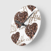 Ich Liebe Kaffee! Runde Wanduhr (Winkel)