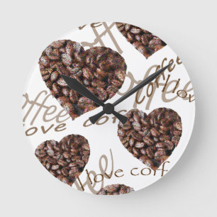 "Ich Liebe Kaffee!" Runde Wanduhr