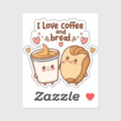 Ich Liebe Kaffee und Brot Geschenk für Kaffee Love Aufkleber (Blatt)
