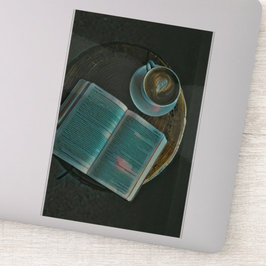 Ich Liebe Kaffee und Bücher Aufkleber (Detail)