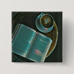 Ich Liebe Kaffee und Bücher Button