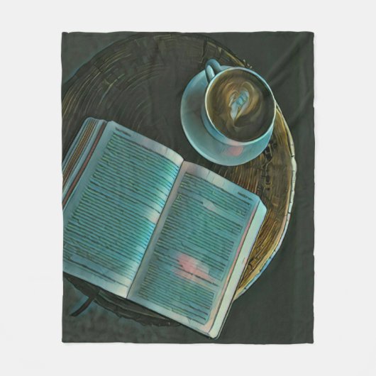 Ich Liebe Kaffee und Bücher Fleecedecke (Vorderseite)