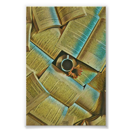 Ich Liebe Kaffee und Bücher Fotodruck (Vorne)