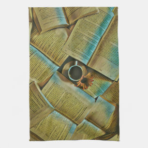 Ich Liebe Kaffee und Bücher Geschirrtuch