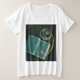 Ich Liebe Kaffee und Bücher Große Größe T-Shirt