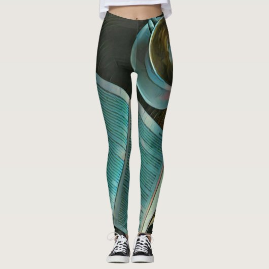 Ich Liebe Kaffee und Bücher Leggings (Vorderseite)