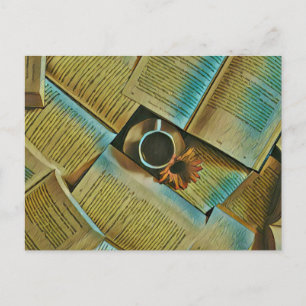 Ich liebe Kaffee und Bücher Postkarte