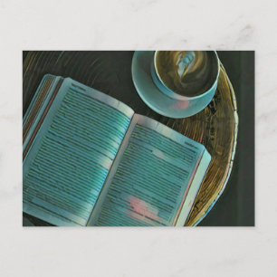Ich Liebe Kaffee und Bücher Postkarte