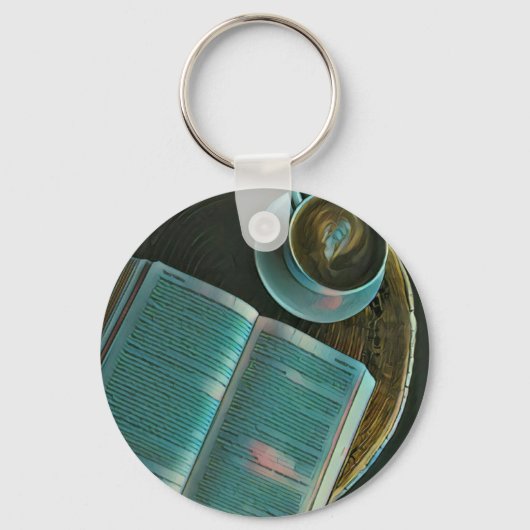 Ich Liebe Kaffee und Bücher Schlüsselanhänger (Vorderseite)
