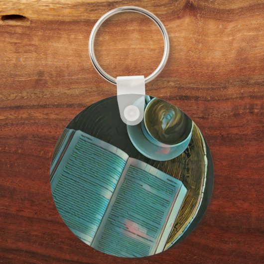 Ich Liebe Kaffee und Bücher Schlüsselanhänger (Vorderseite)