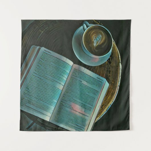 Ich Liebe Kaffee und Bücher Wandteppich (Vorderseite)