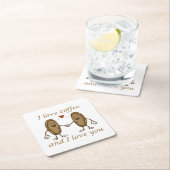 Ich Liebe Kaffee und ich Liebe Sie Rechteckiger Pappuntersetzer (Vor Ort)