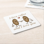 Ich Liebe Kaffee und ich Liebe Sie Rechteckiger Pappuntersetzer (angewinkelt)