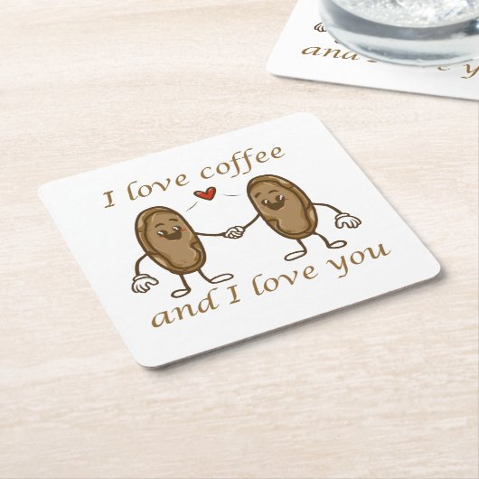 Ich Liebe Kaffee und ich Liebe Sie Rechteckiger Pappuntersetzer (angewinkelt)