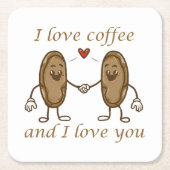 Ich Liebe Kaffee und ich Liebe Sie Rechteckiger Pappuntersetzer (Vorderseite)