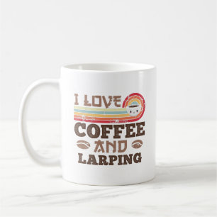 Ich Liebe Kaffee und Larping Retro Sonnenuntergang Kaffeetasse