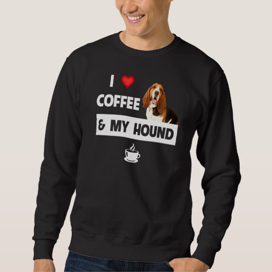 Ich Liebe Kaffee und mein Basset Hund Mama Vater H Sweatshirt (Vorderseite)