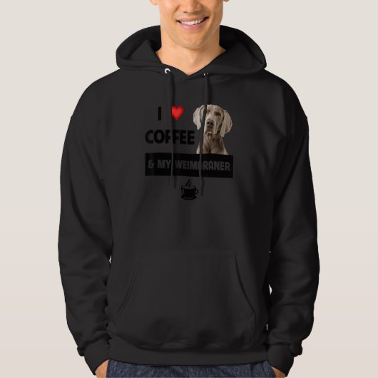Ich Liebe Kaffee und mein Weimaraner Mama Vater Hu Hoodie (Vorderseite)