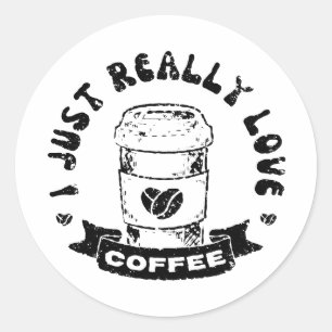 Ich liebe Kaffee wirklich sehr Runder Aufkleber
