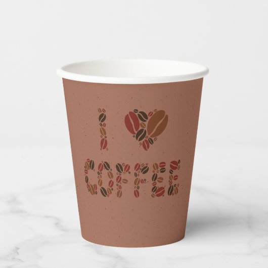 Ich liebe Kaffee Zitat Pappbecher (Vorderseite)