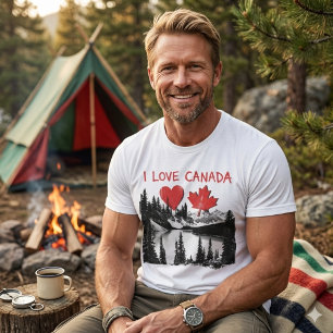 Ich liebe Kanada. Herz. Kanadisches Ahornblatt. T-Shirt