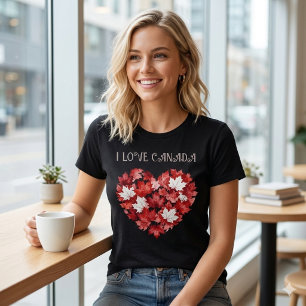 Ich liebe Kanada. Herz. Kanadisches Ahornblatt. T-Shirt