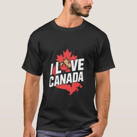 Ich liebe Kanada Maple Leaf Erklärung T-Shirt (Vorderseite)