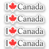 Ich Liebe Kanada mit rotem Ahornblatt vier Aufkleber (Vorderseite)