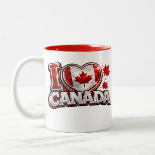 Ich liebe Kanada Patriotischer Fußball-Fan-Becher Zweifarbige Tasse