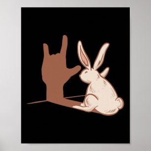 Ich liebe Kaninchen-Asl-Handgeste Gehörloser Hörve Poster