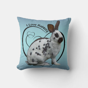 Ich liebe Kaninchen Kissen (Himmelblau)