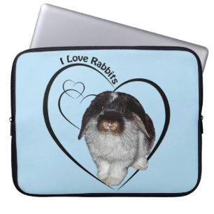 Ich liebe Kaninchen Laptop-Hülle (Hellblau) Laptopschutzhülle