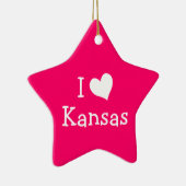 Ich Liebe Kansas auf Rosa Keramikornament (Rechts)