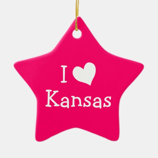 Ich Liebe Kansas auf Rosa Keramikornament (Vorne)