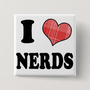Ich liebe (Kariertes Herz) Nerds Button