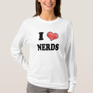 Ich liebe (Kariertes Herz) Nerds T-Shirt
